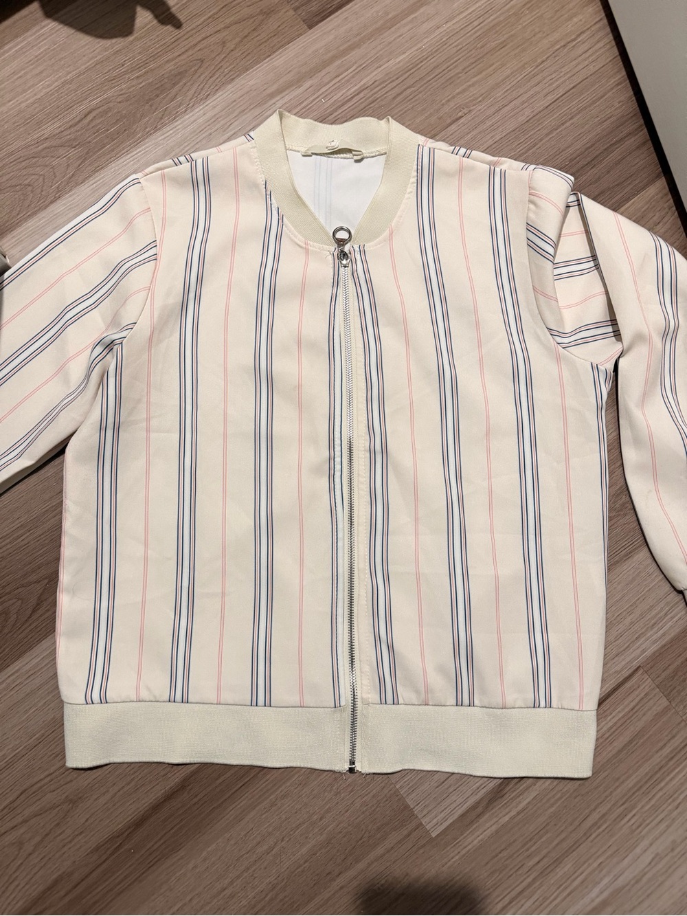 Kids Cream Stripe Zip-Up Jacket